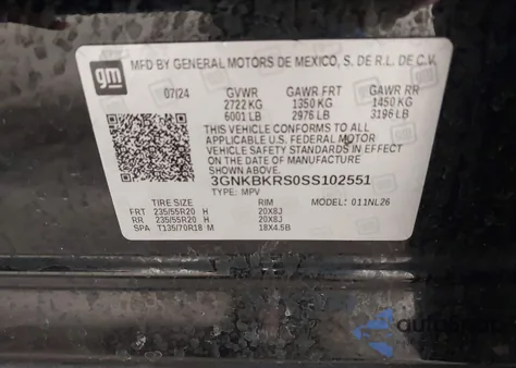 2025 Chevrolet Blazer Awd Rs из США, поврежденный, VIN 3GNKBKRS0SS102551